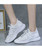 Women's white lace up flyknit sock like fit shoe sneaker in plain 05