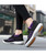 Women's black purple drawstring lace up flyknit pattern shoe sneaker 04