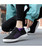 Women's black purple drawstring lace up flyknit pattern shoe sneaker 06