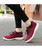 Women's red drawstring lace up flyknit pattern shoe sneaker 02