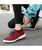 Women's red drawstring lace up flyknit pattern shoe sneaker 05