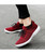 Women's red drawstring lace up flyknit pattern shoe sneaker 06