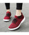 Women's red drawstring lace up flyknit pattern shoe sneaker 07