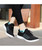 Women's black blue drawstring lace up flyknit pattern shoe sneaker 02