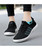 Women's black blue drawstring lace up flyknit pattern shoe sneaker 03