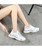 Women's white pink mix color mesh vamp label print shoe sneaker 04