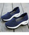 Women's blue hollow low cut slip on double rocker bottom sneaker 09