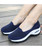 Women's blue hollow low cut slip on double rocker bottom sneaker 07