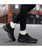 Women's black stripe slip on double rocker bottom sneaker 04