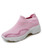 Women's pink stripe slip on double rocker bottom sneaker 01