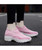 Women's pink stripe slip on double rocker bottom sneaker 10