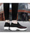 Women's black red stripe slip on double rocker bottom sneaker 06