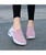 Women's pink stripe texture slip on double rocker bottom sneaker 02