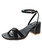 Black criss cross ankle atrap buckle thick heel sandal 01