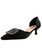Black square rhinestone buckle leather slip on heel dress shoe 01