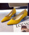 Yellow slip on chunk heel shoe sandal 07