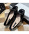 Black square buckle silp on shoe sandal 08