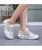 Women's white floral lace design rocker bottom shoe sneaker 07
