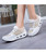 Women's white floral lace design rocker bottom shoe sneaker 04