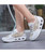 Women's white floral lace design rocker bottom shoe sneaker 05