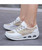 Women's white floral lace design rocker bottom shoe sneaker 03