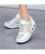 Women's white floral lace design rocker bottom shoe sneaker 10