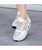 Women's white floral lace design rocker bottom shoe sneaker 12