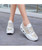 Women's white floral lace design rocker bottom shoe sneaker 13