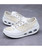 Women's white floral lace design rocker bottom shoe sneaker 15