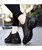 Women's black hollow cut double rocker bottom shoe sneaker 07