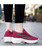 Women's rose red hollow cut double rocker bottom shoe sneaker 05