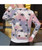 Men's pink leaf pattern print pull over sweatshirt 04
