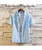Men's blue check pattern short sleeve button shirt 01