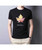 Men's black shade of autumn leaf pattern short sleeve t-shirt 01