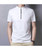 Men's white zip placket plain short sleeve t-shirt 02