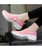 Women's pink little stripe block velcro double rocker bottom sneaker 11