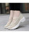 Women's beige hollow slip on double rocker bottom sneaker 04