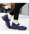 Women's navy hollow slip on double rocker bottom sneaker 07