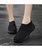 Women's black texture stripe slip on shoe sneaker 05