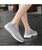 Women's grey texture stripe slip on shoe sneaker 05