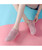 Women's pink texture pattern sock like slip on shoe sneaker 08