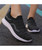 Men's black stripe texture sock like entry slip on shoe sneaker 09