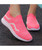 Women's pink stripe texture sock like entry slip on shoe sneaker 03