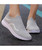 Women's grey stripe texture sock like entry slip on shoe sneaker 06