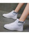 Women's white black stripe sock like entry shoe sneaker boot 03