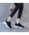 Women's black hollow out sock like entry shoe sneaker 02