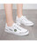 Women's white lace up shoe sneaker side green flower pattern 03