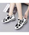 Women's black white pattern flower print shoe sneaker 09