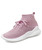 Women's pink stripe check texture sock like flyknit shoe sneaker 01