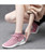 Women's pink stripe check texture sock like flyknit shoe sneaker 03